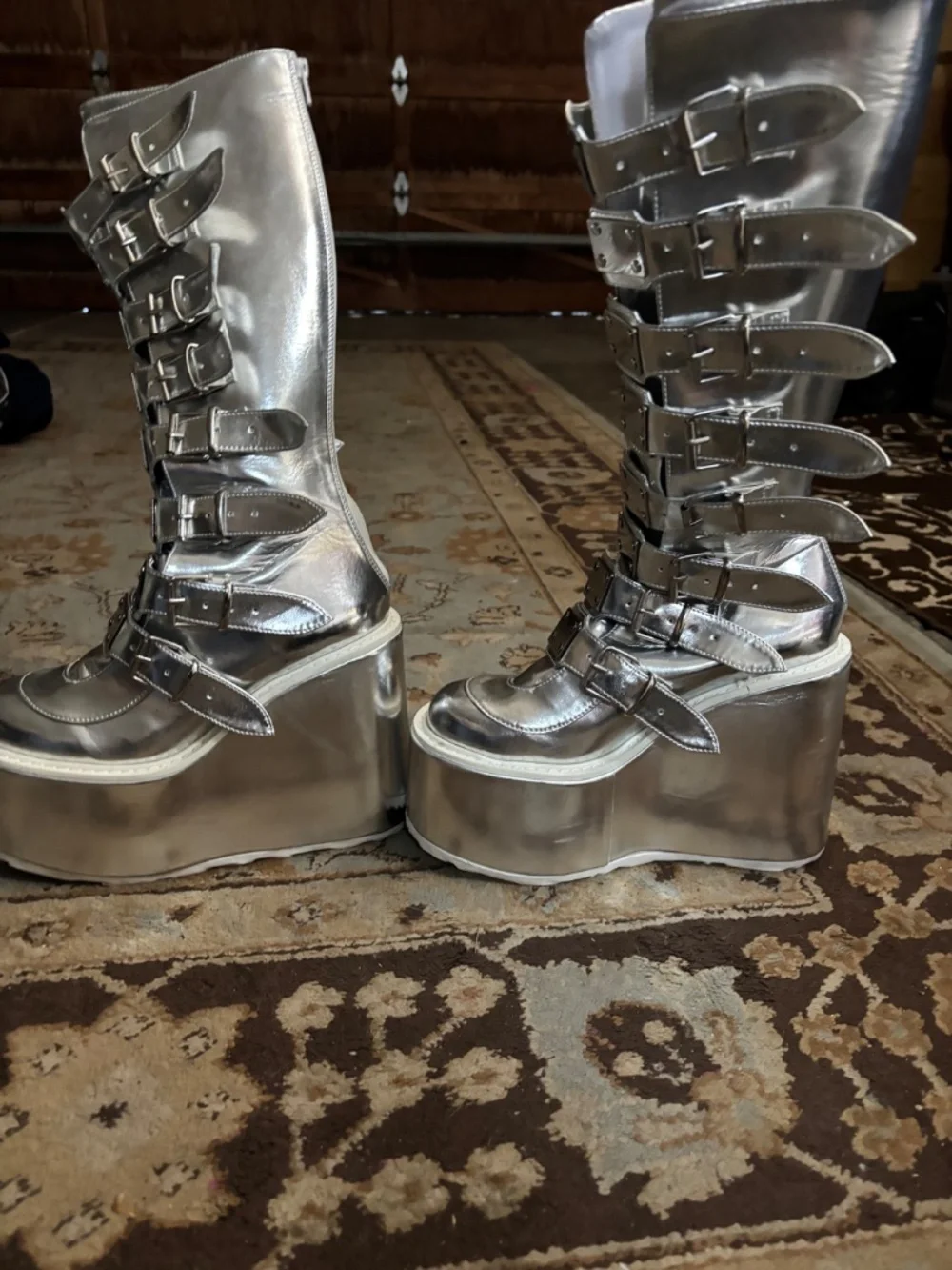 Women’s Silver Platform Boots - sz 10